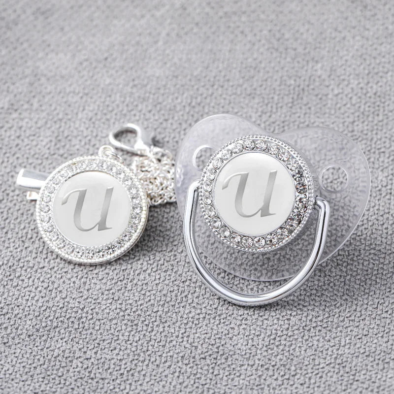 Baby Personalized Rhinestone Pacifier Luxury Clips U