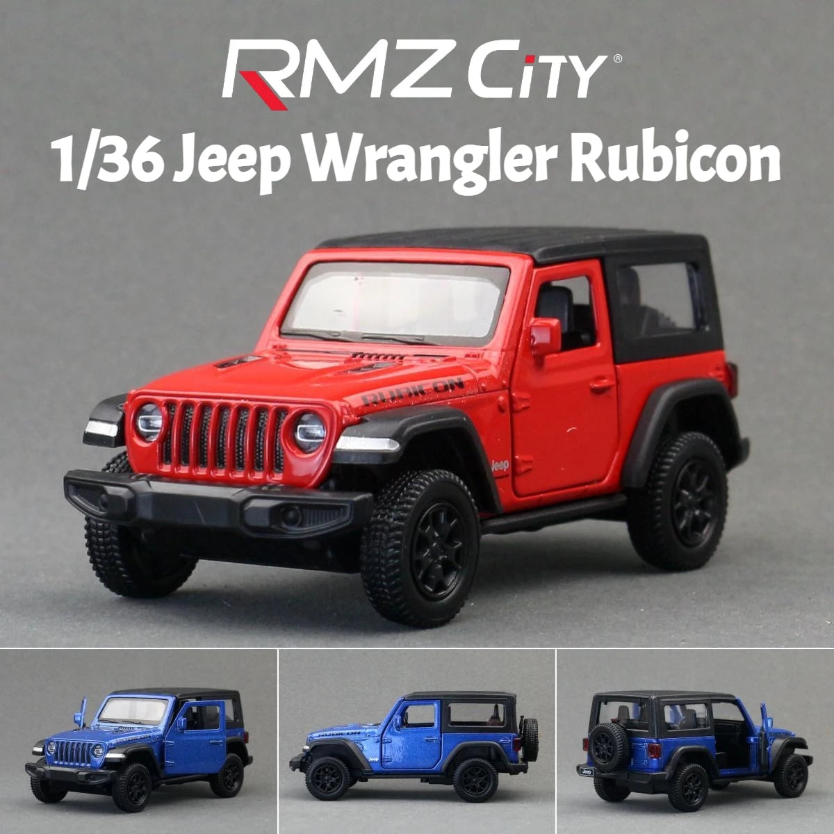 RMZ City 1/36 scale model of a Jeep Wrangler Rubicon Toy Car