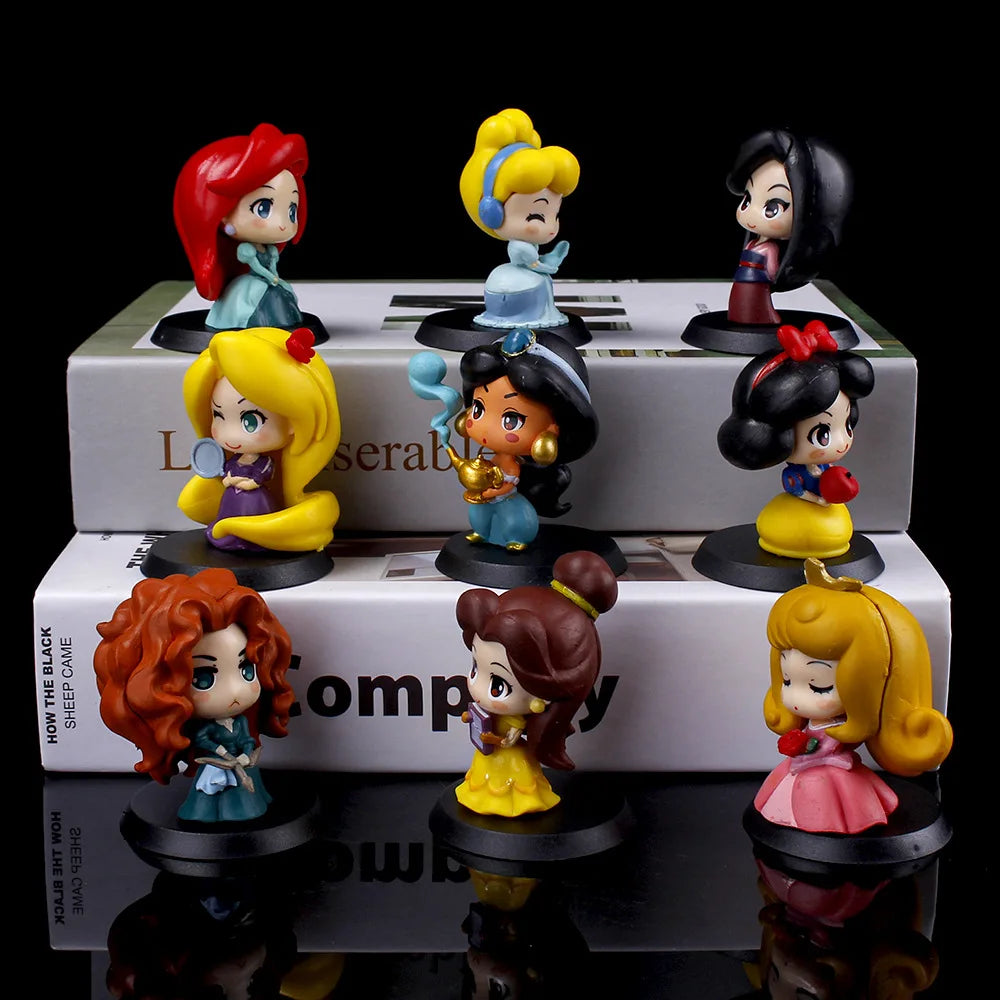 Q Version Anime Figures – Disney Princesses & Villains | 6 Pack or 9 Pack Collectible Set