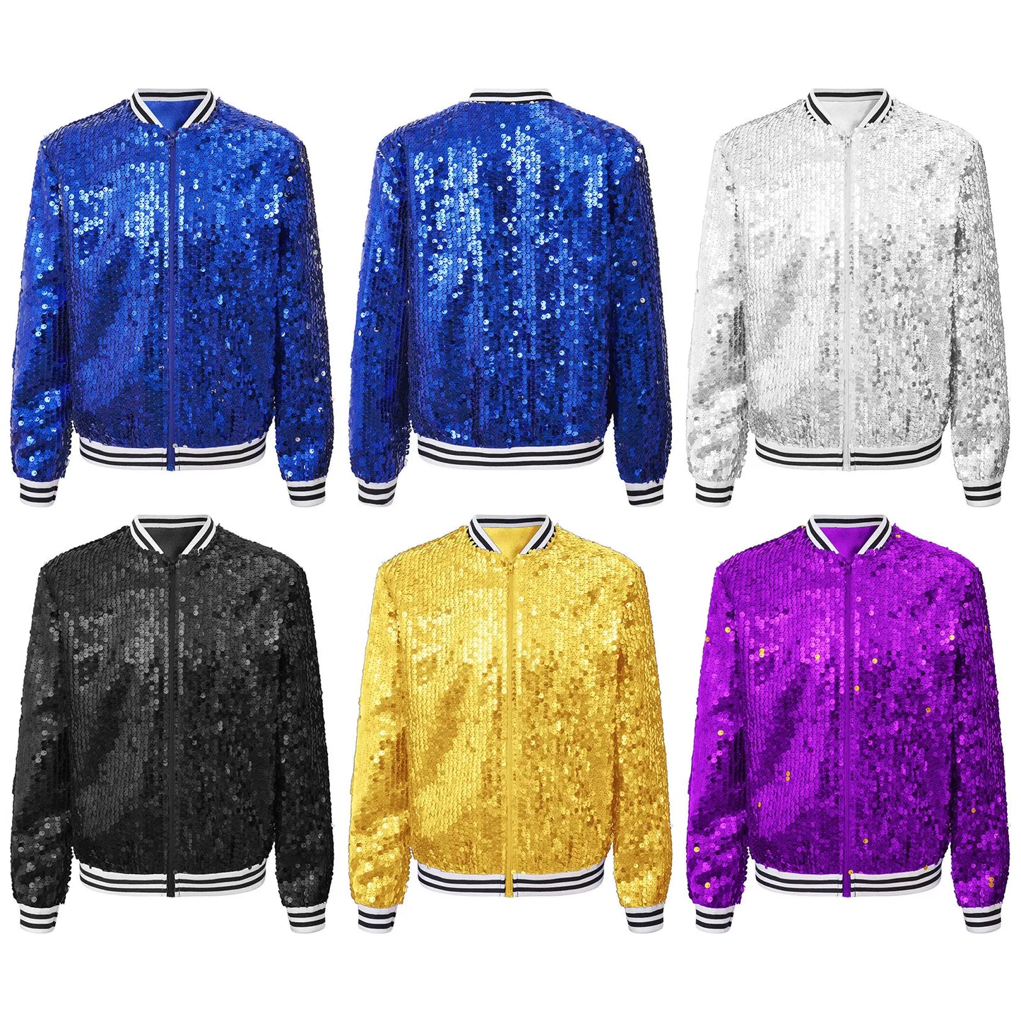 Girls Sequins Baseball Bomber Jackets (Age 6-16 YRS)