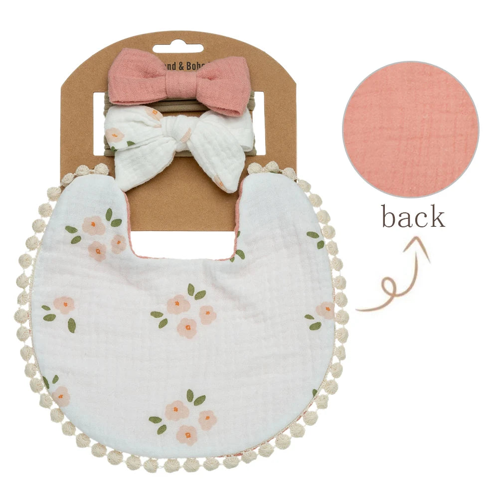 3Pcs/Set Baby Flower Bibs & Headbands Set 7
