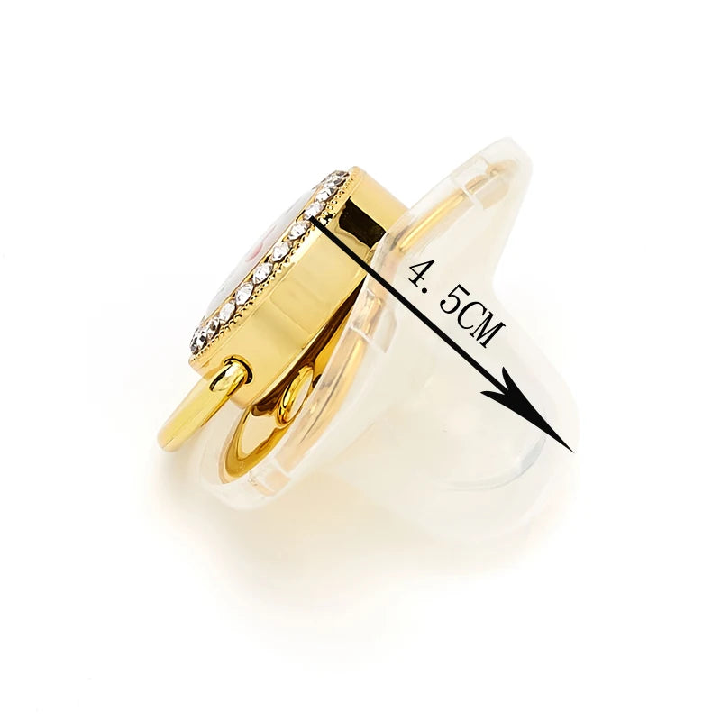 Baby Gold Luxury Zircon Rhinestone Pacifier Dummy Clip