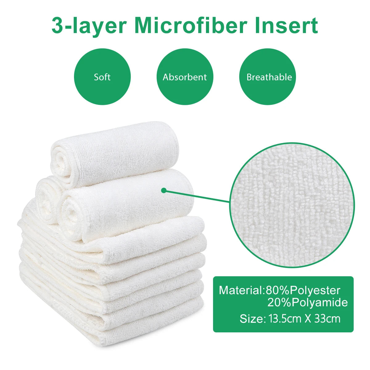 Washable Baby Nappy Eco-friendly With Microfiber Insert