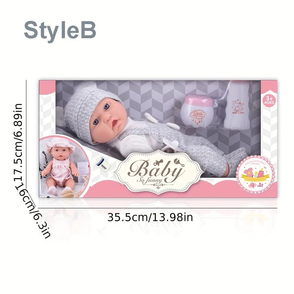 Reborn Baby Doll in Gift Box with Accessories Pink Pacifier - 12''/30cm