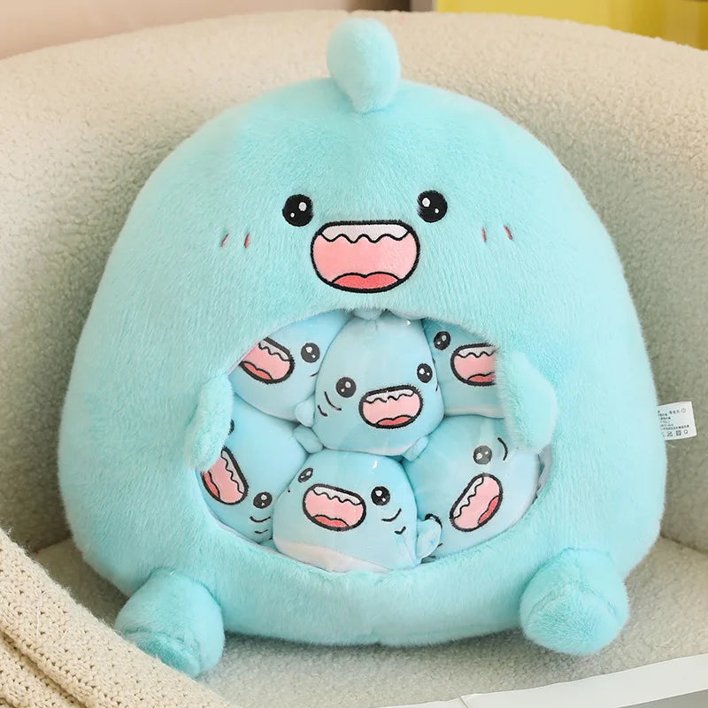 Plush Capybara Shark Shaped Snack Bag Stuffed Toy - 35cm Blue 35x35cm