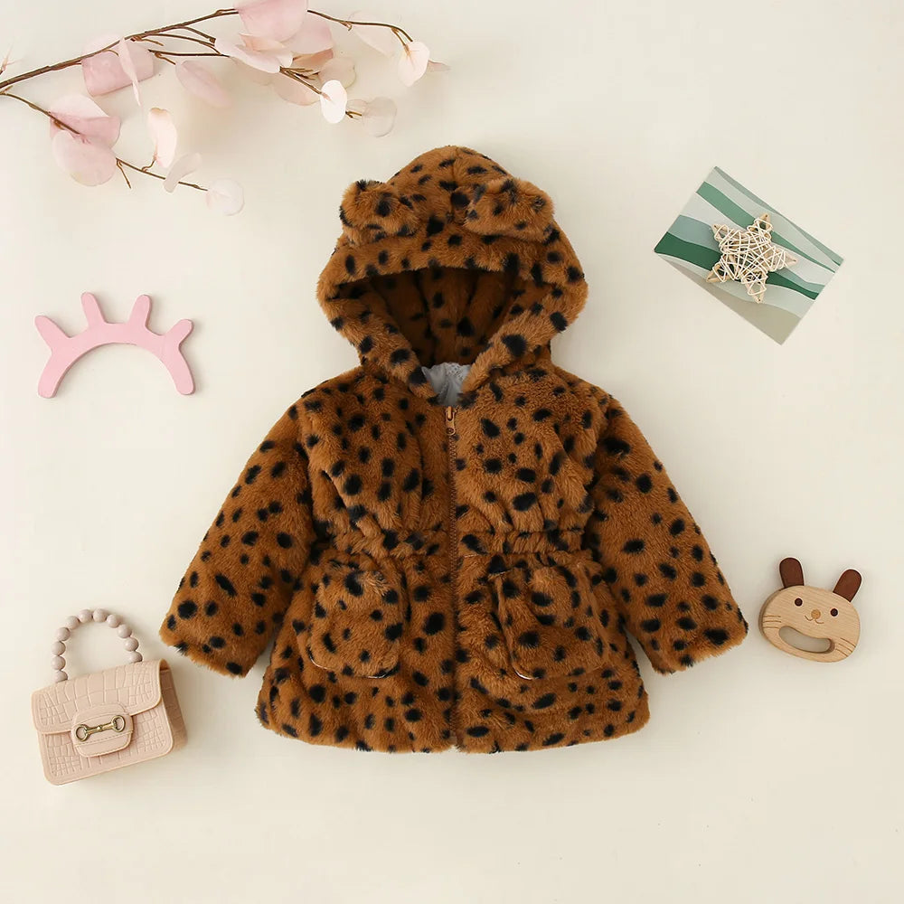Baby/Toddlers Leopard Print Wool Hooded Jacket (9M-3YRS)