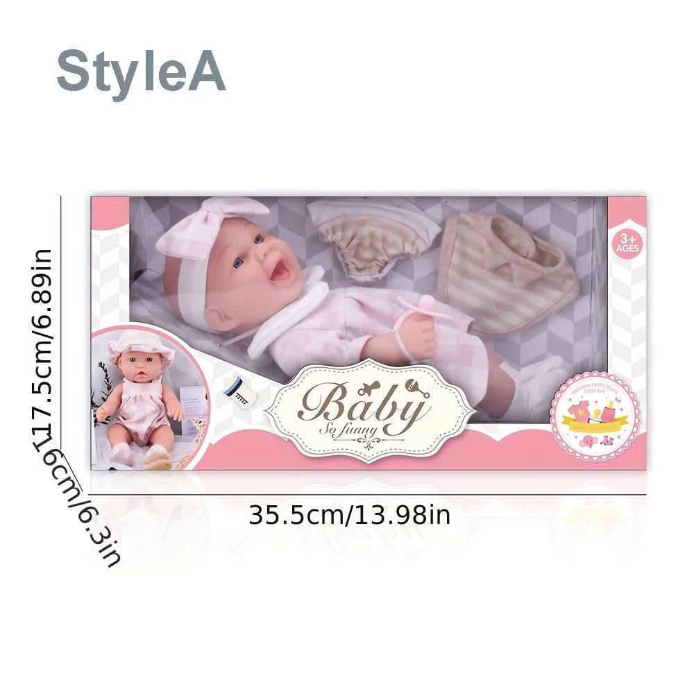 Reborn Baby Doll in Gift Box with Accessories Pink Pacifier - 12''/30cm