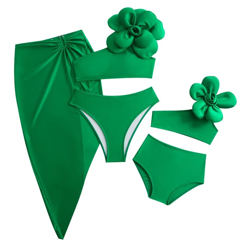 Mother & Daughter Matching Cover Up Skirt (Mommy & Me) Green