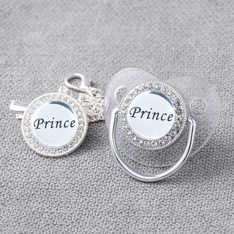 Baby Rhinestone Silver Luxury Pacifier Dummy Clips B1