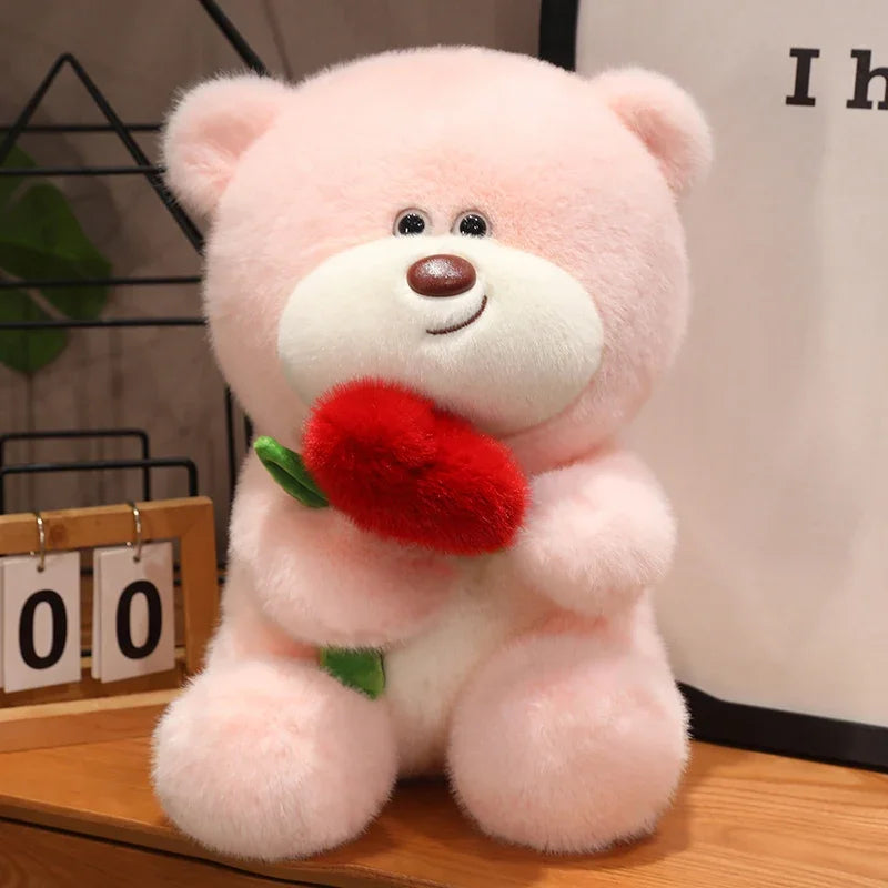 25/35/45CM Cute Bear Holding Heart Plush Toys Stuffed Soft Pillow Lovely Valentine's Birthday Christmas Gifts Pink