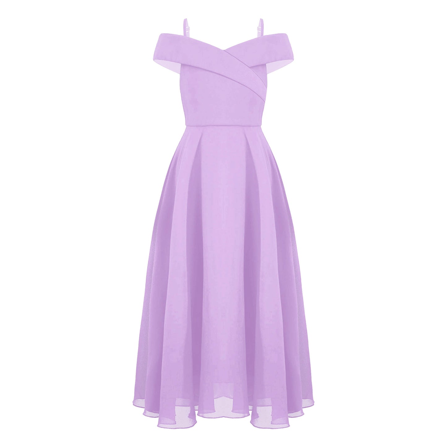 Girls Chiffon Off-the-Shoulder Adjustable A-Line Dress (Age 4-16 YRS)