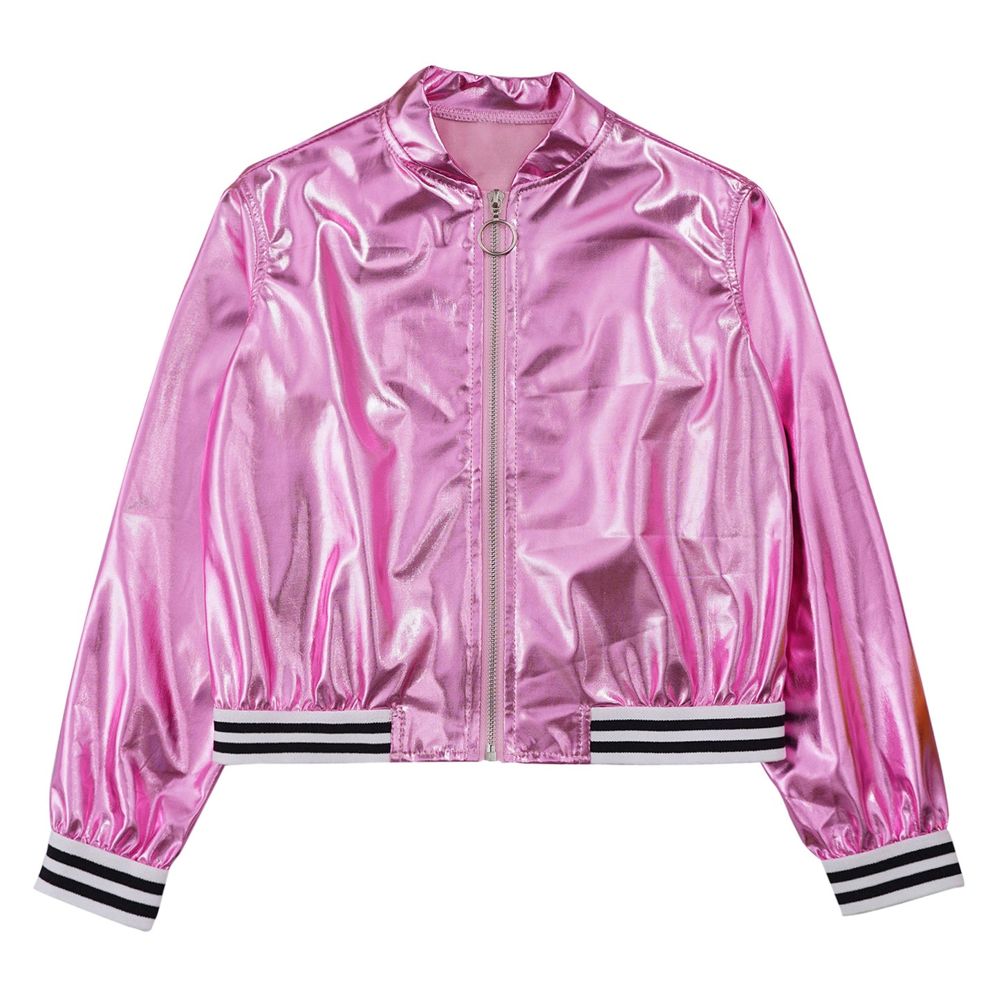 Girls Metallic Long Sleeve Zipper Jacket (Age 6-16 YRS)