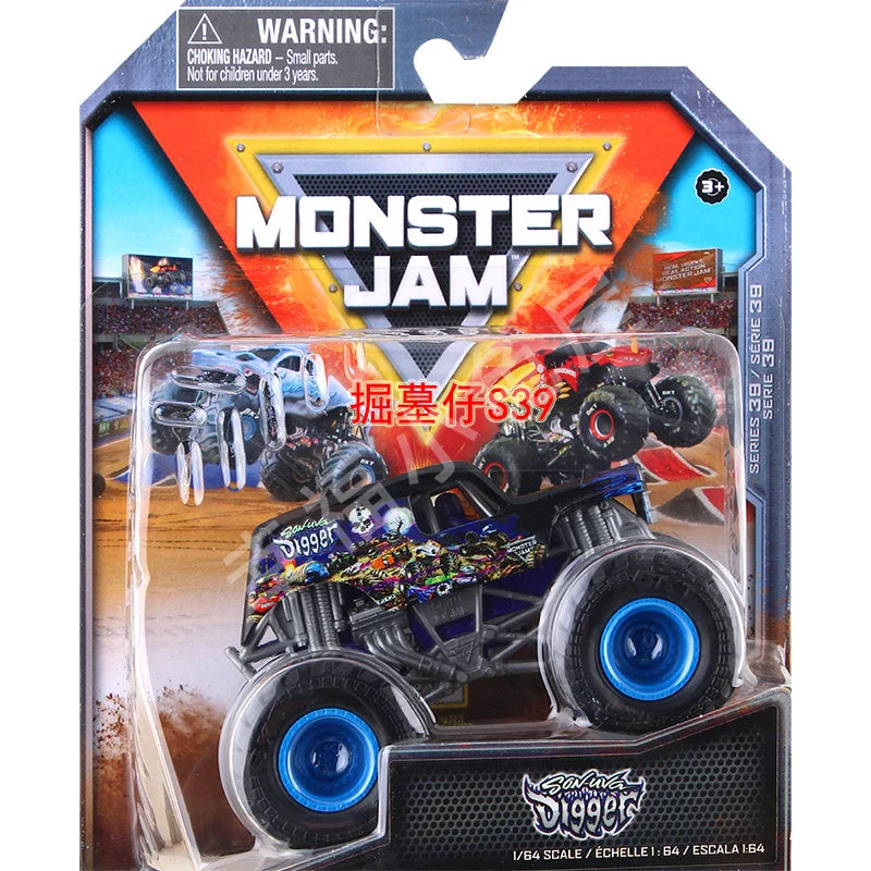 Monster Mutt Monster Jam Grave Digger 1:64 Scale Die Cast Alloy Truck Toys Monster Jam Grave Digger Monster Truck Boys Off-Road Deep Blue