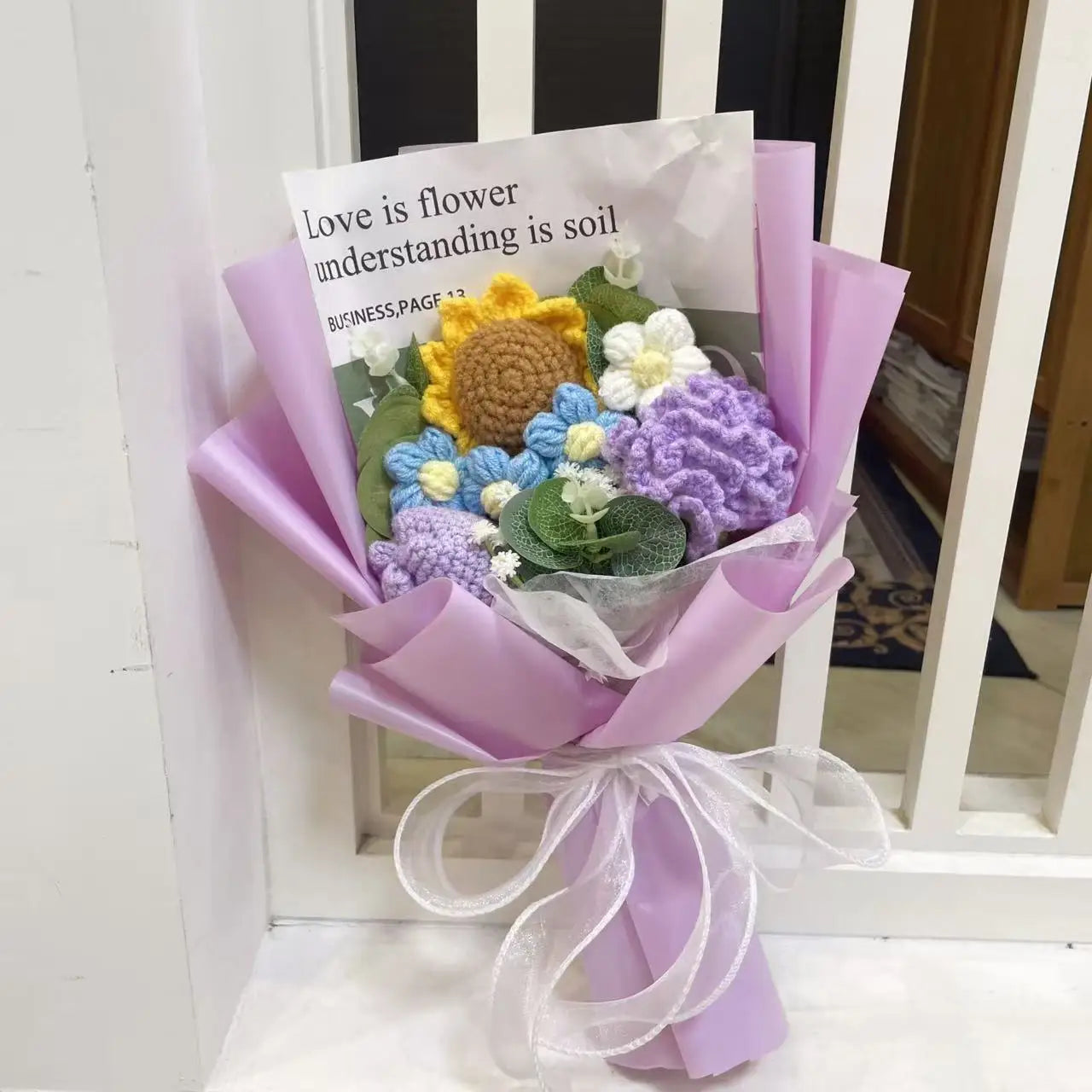 Plush Knitted Crochet Flower Gift Bouquet