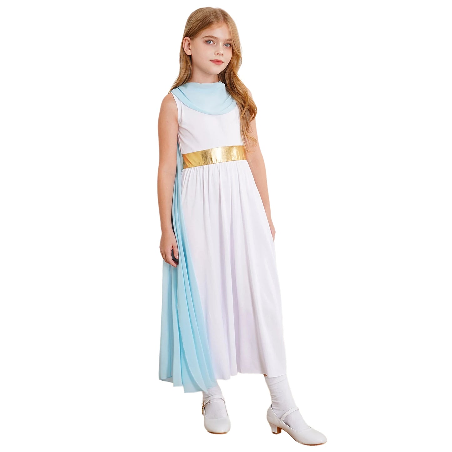 Girls Roman Grecian Athena Split Costume Dress (Age 6-16 YRS)