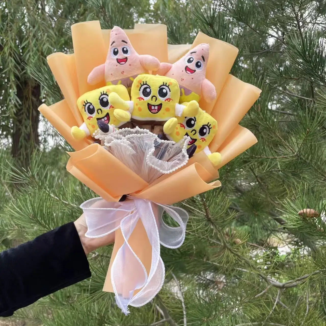 Plush SpongeBob Patrick Star Gary Squidward Stuffed Toy Flower Bouquet