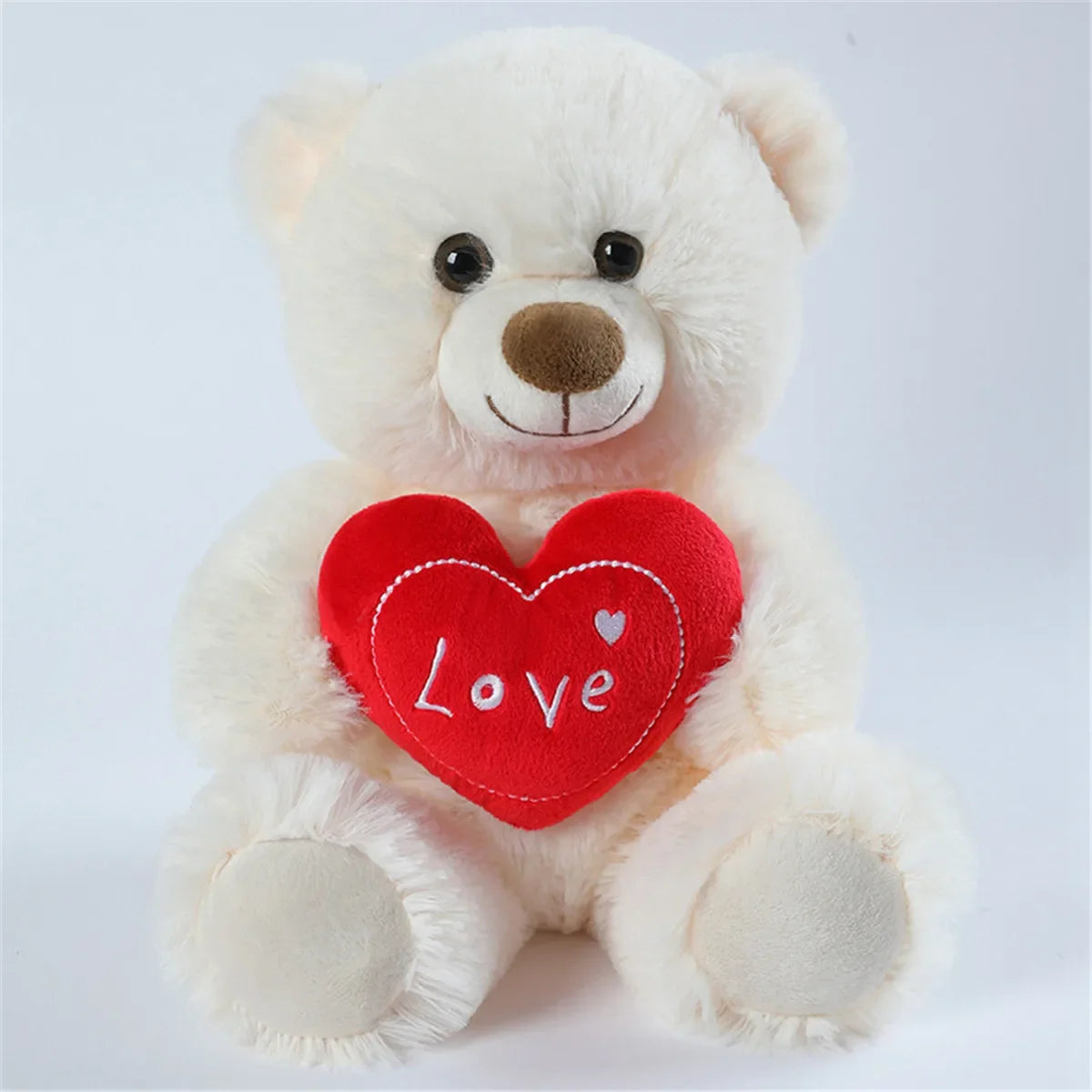 Plush Teddy Bear Heart Valentines Stuffed Toy - 25cm White