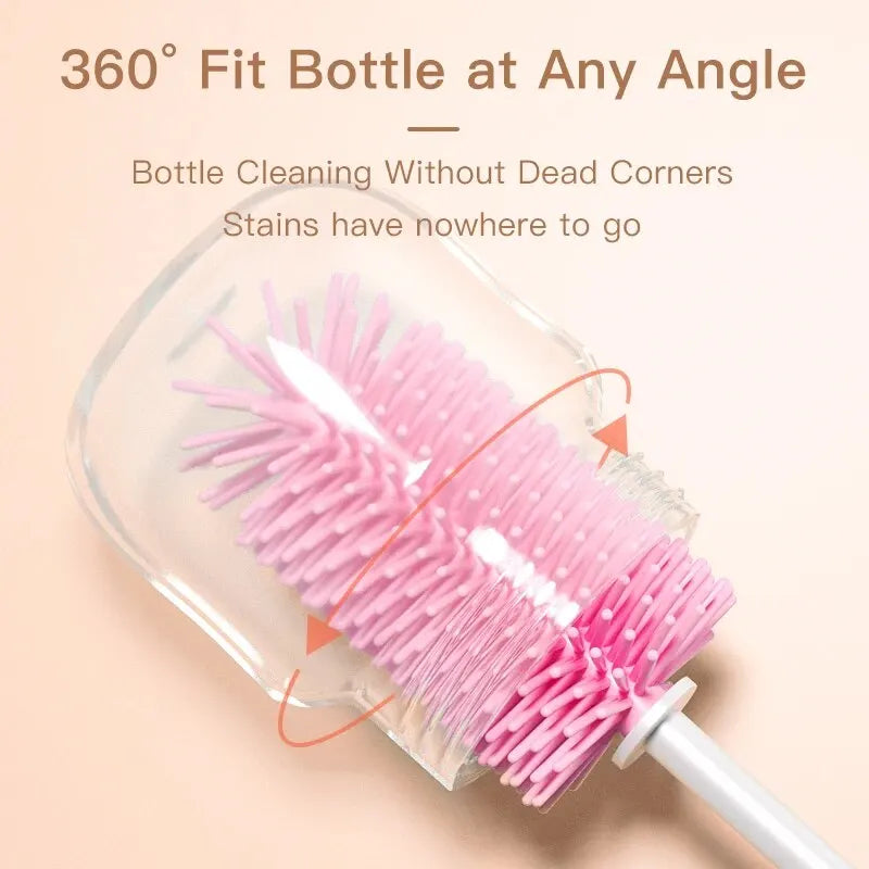 Silicone Baby Bottle Brush Cleaning 360 Degree Rotation