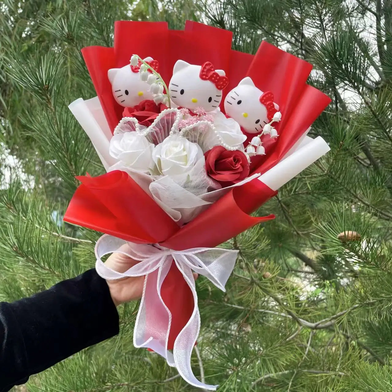 Hello Kitty Plush Flower Gift Bouquet – 35cm in Gift Box | Sanrio-Inspired Keepsake Arrangement