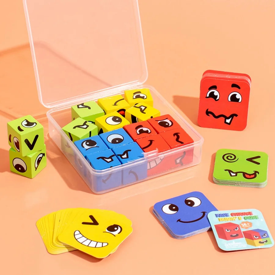 Cube Face Changing Building Blocks Board Game Expression Puzzle Building Block Game The Plastic Box
