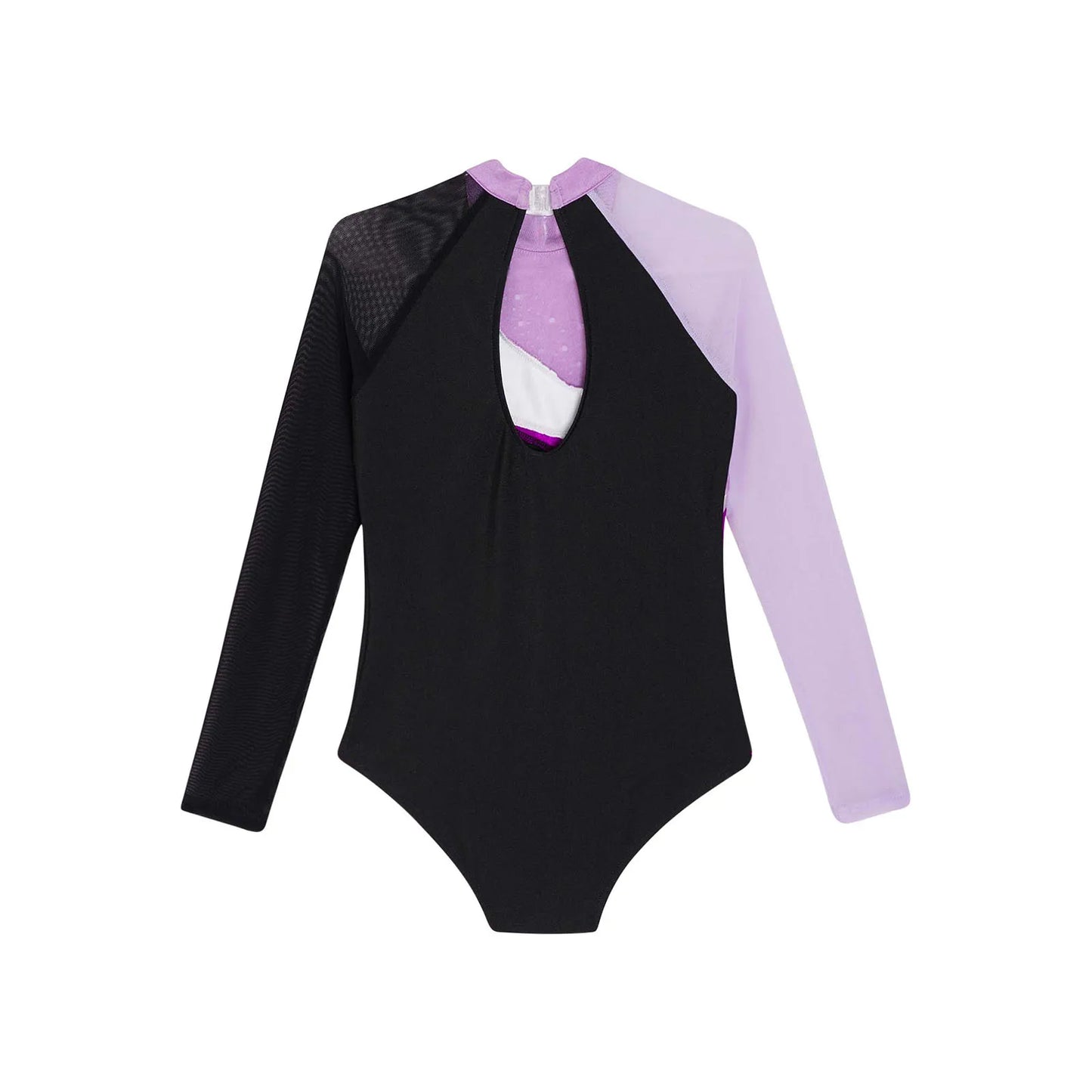 Girls Ballet Dance Leotard Gymnastics Rhinestones Sheer Mesh Long Sleeve (Age 4-16 YRS)