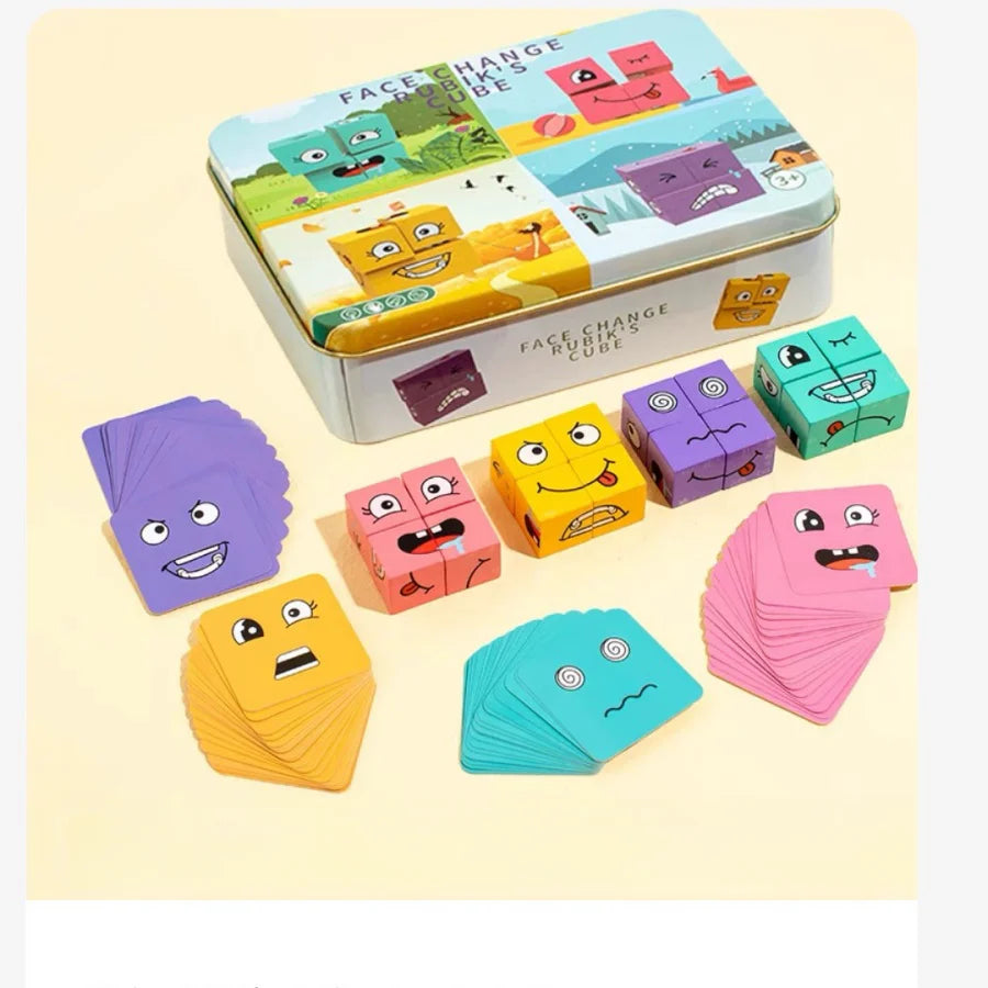 Cube Face Changing Building Blocks Board Game Expression Puzzle Building Block Game Iron Box