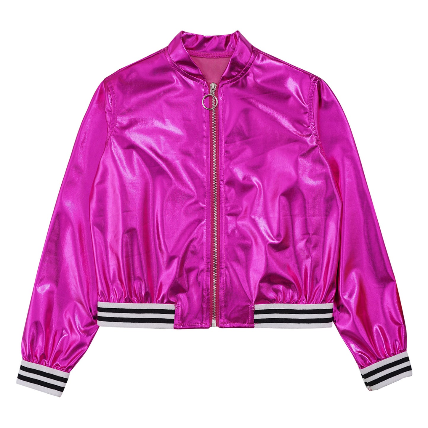 Girls Metallic Long Sleeve Zipper Jacket (Age 6-16 YRS)