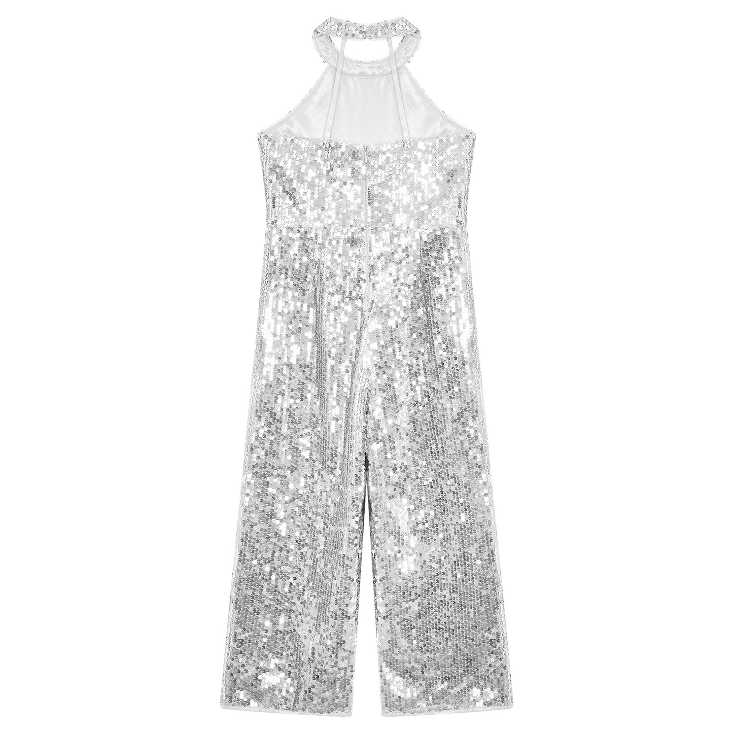 Girls Dance Sequin Sleeveless Halter Jumpsuit (Age 6-14YRS)