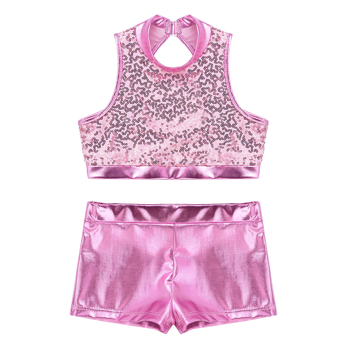Girls Dance Costume Sequin Crop Top & Shorts Set (Age 6-12 YRS)