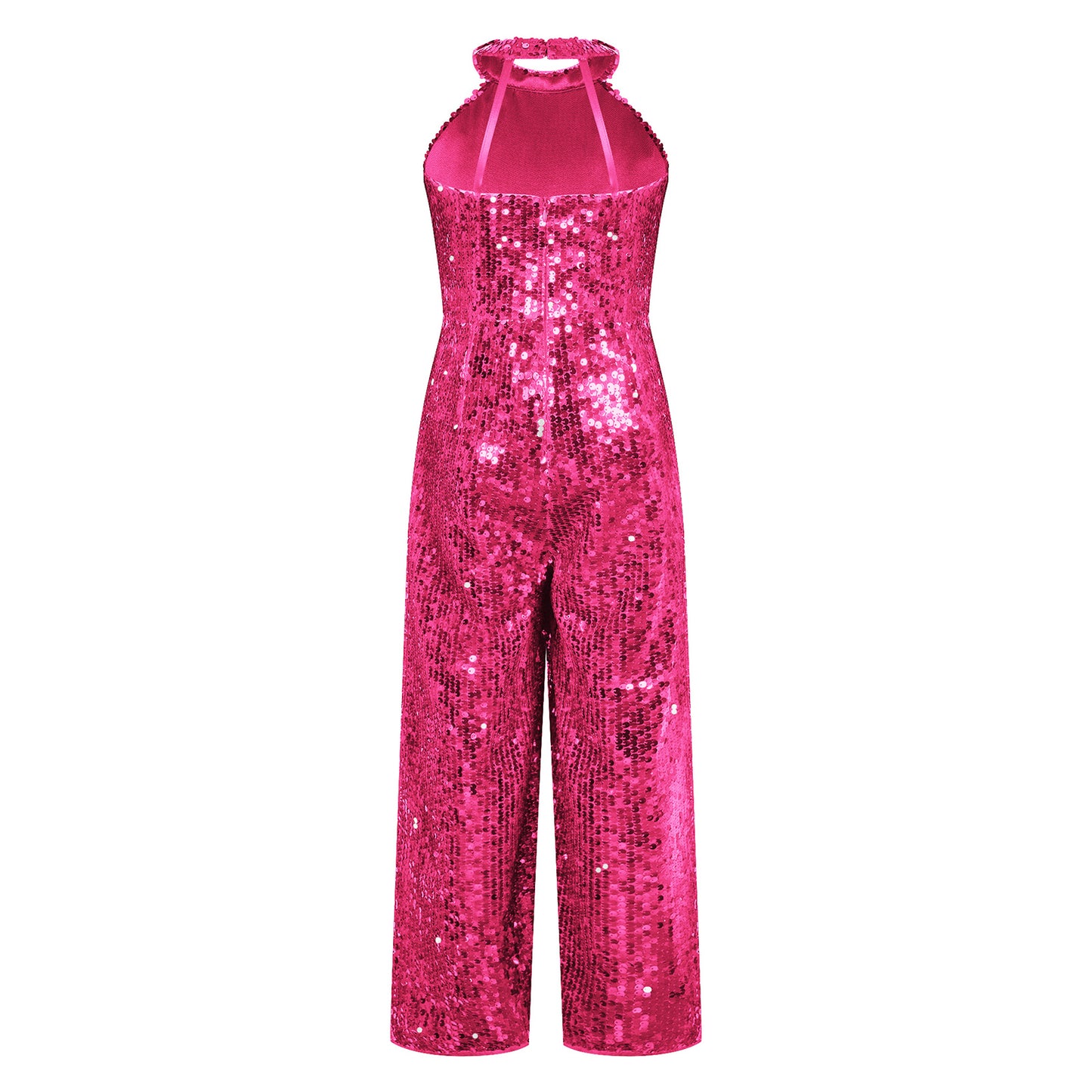 Girls Dance Sequin Sleeveless Halter Jumpsuit (Age 6-14YRS)