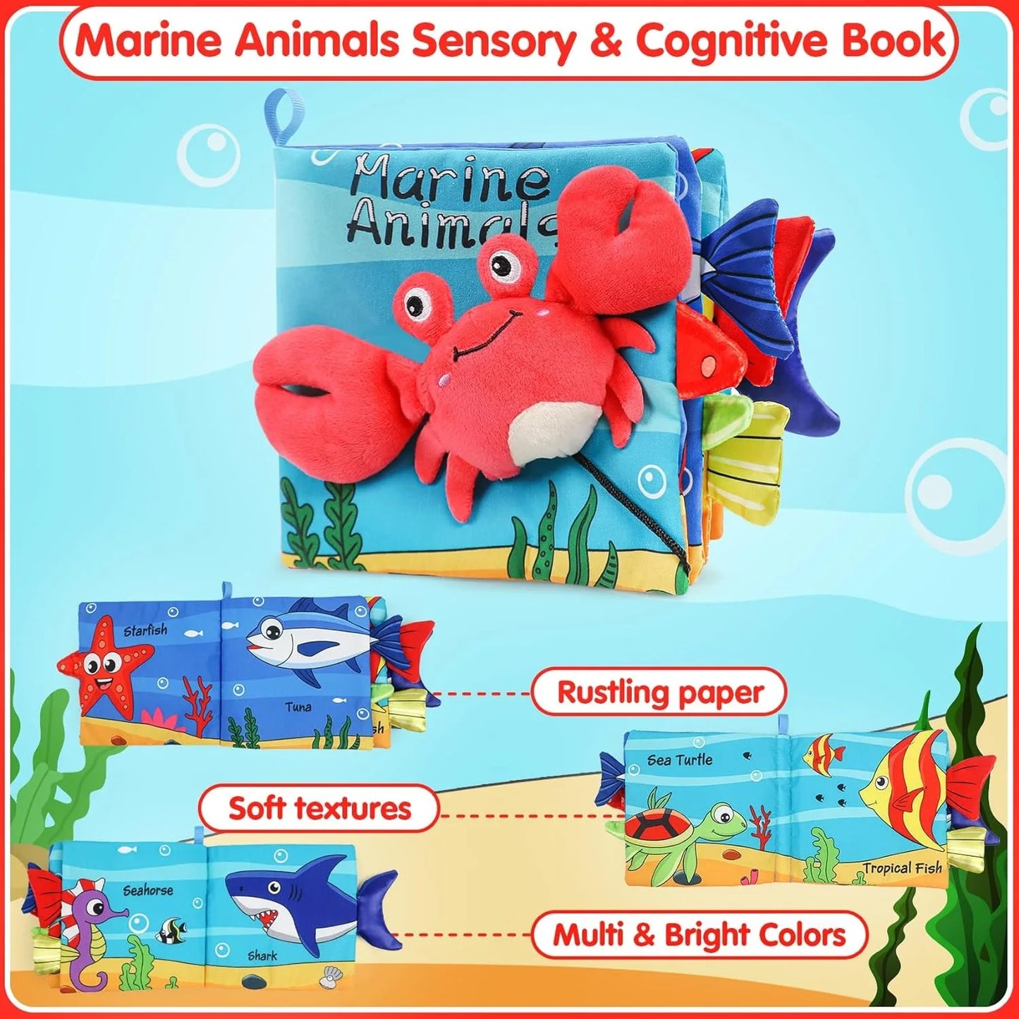 Soft Baby Book Crinkle Cloth Book Marine Animal