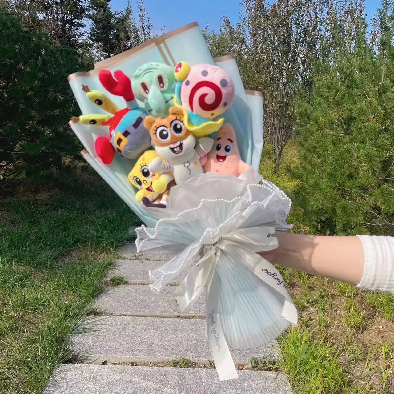 Plush SpongeBob Patrick Star Gary Squidward Stuffed Toy Flower Bouquet