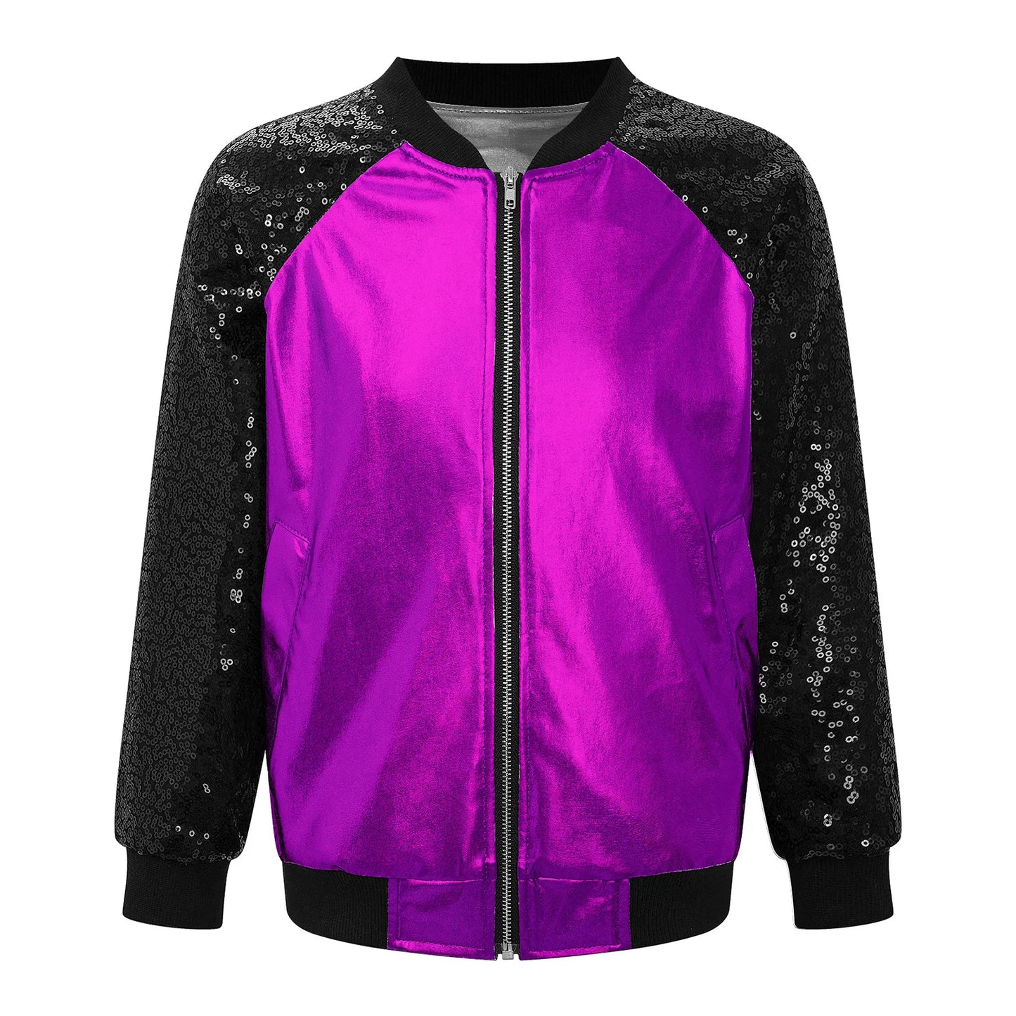 Girls Metallic Long Sleeve Zipper Jacket (Age 6-16 YRS)