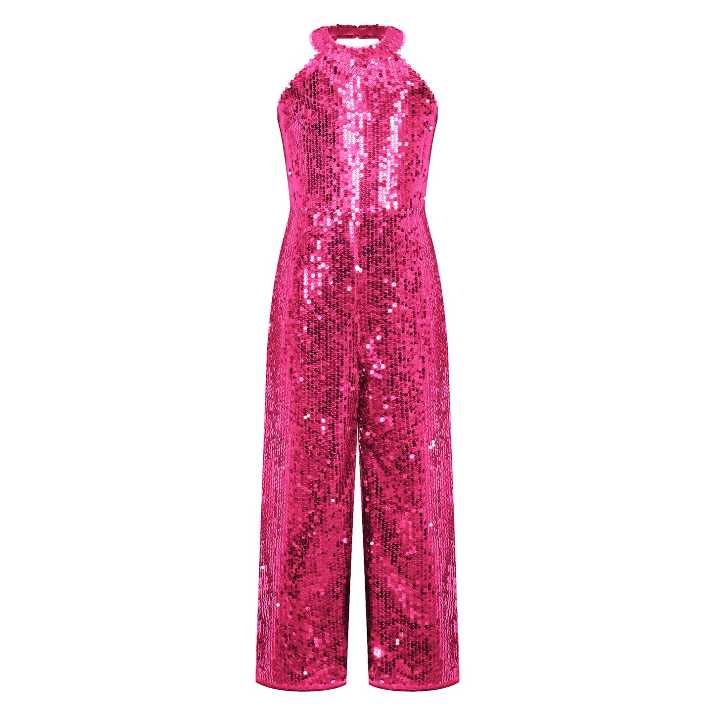Girls Dance Sequin Sleeveless Halter Jumpsuit (Age 6-14YRS)