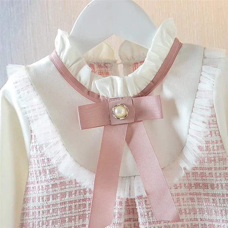 Baby Girls Vintage Long Sleeve Peter Pan Collar Dress (Age 6M-3YRS)