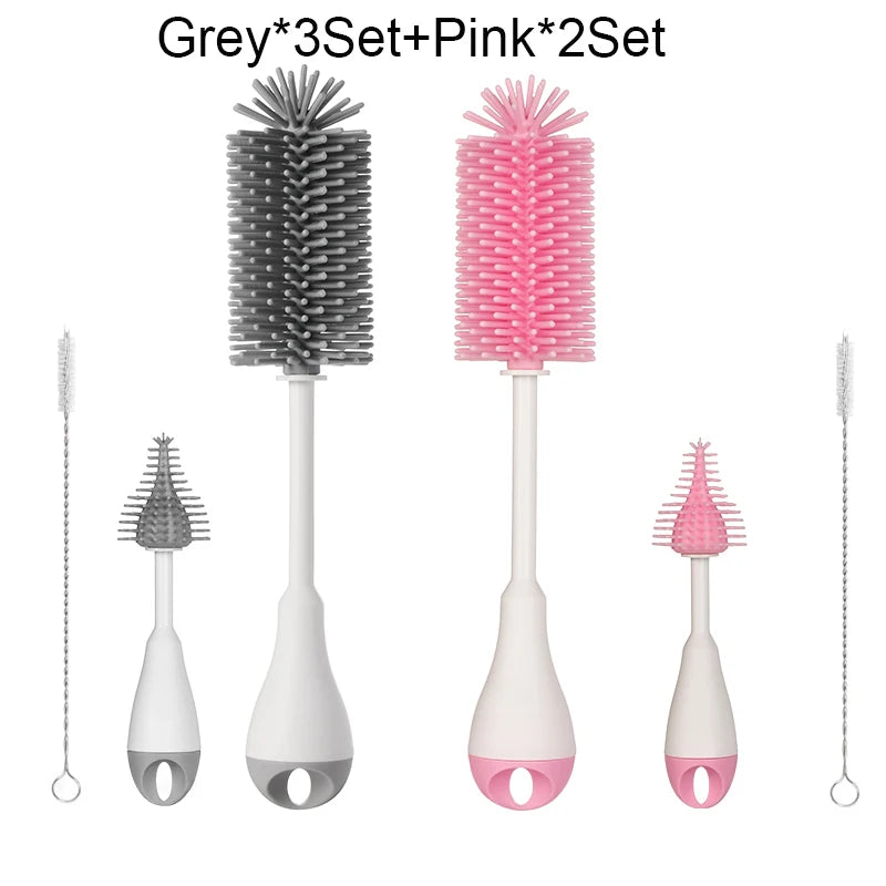 Silicone Baby Bottle Brush Cleaning 360 Degree Rotation