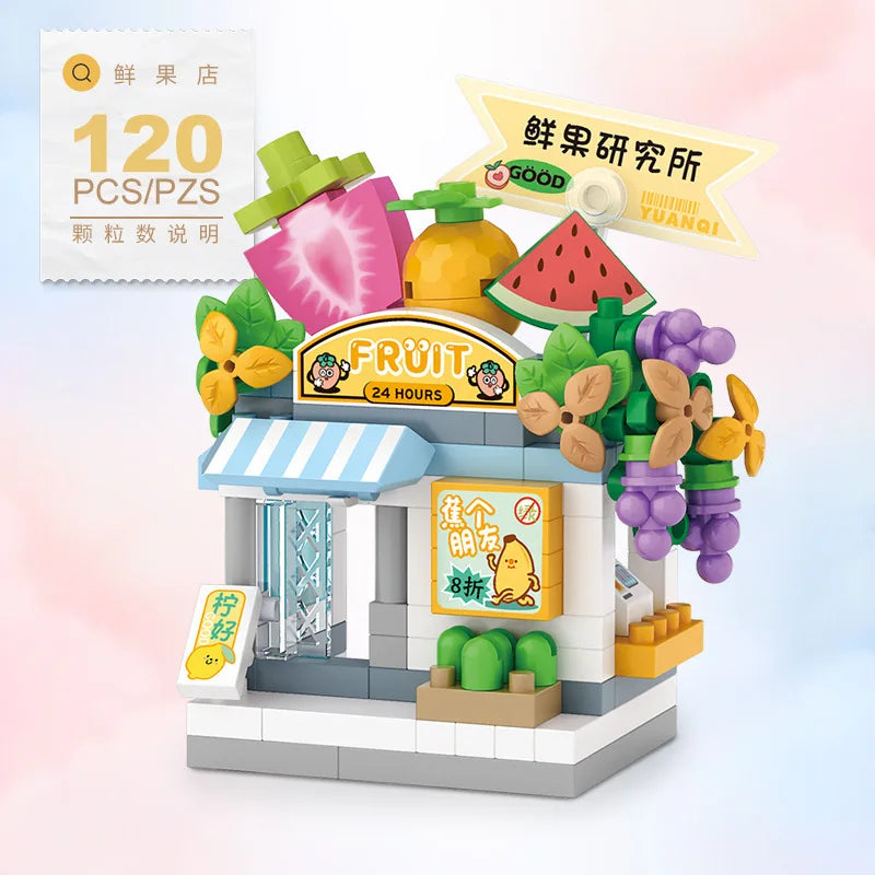 A Miniature DIY Building Blocks Restaurant Dessert Coffee Store
