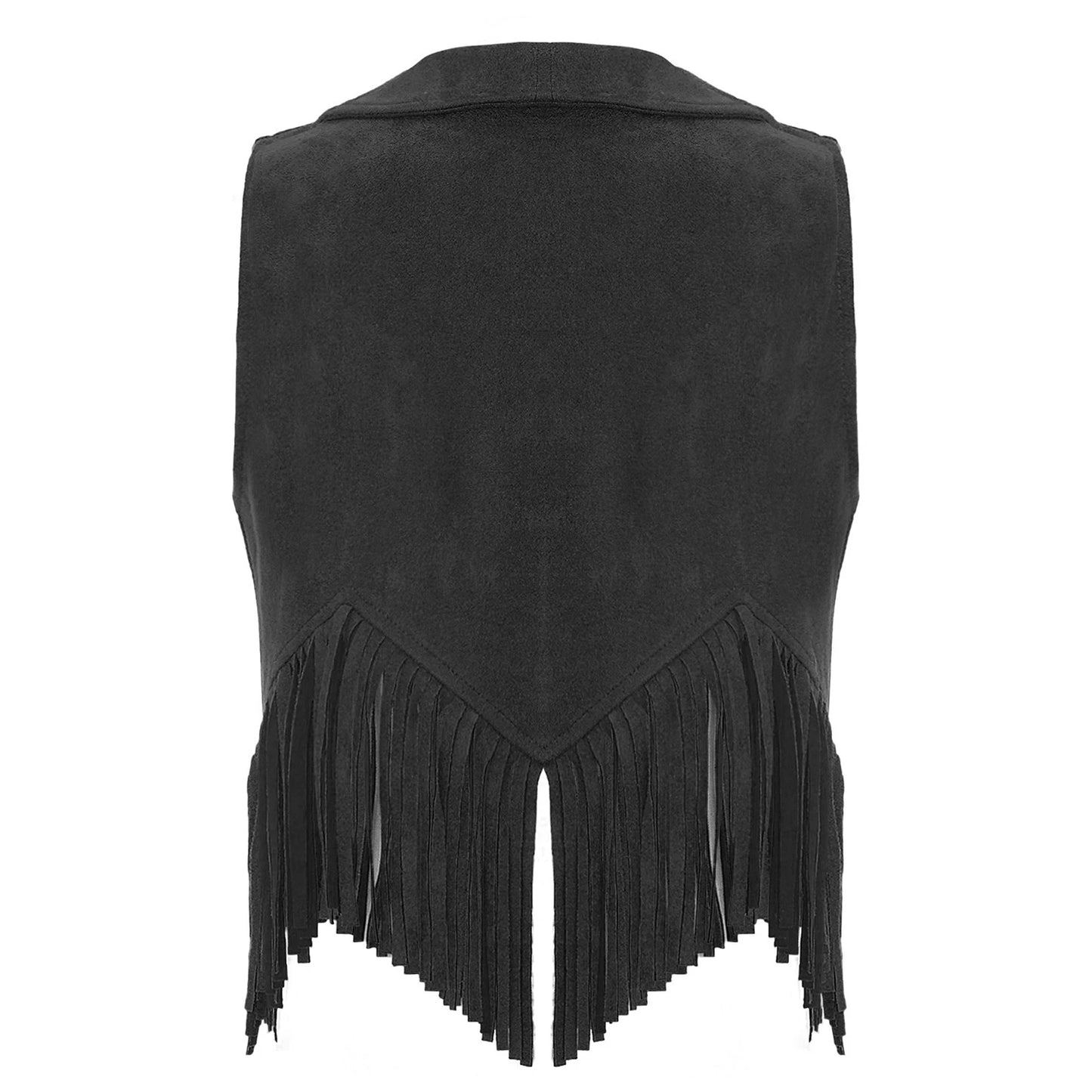 Girls Western Cowboy Suede Open Front Tassels Waistcoat (Age 6-16YRS)