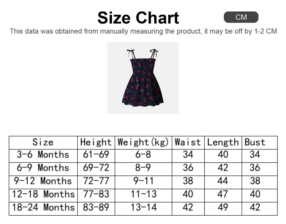 Baby Girls Cotton Cherry Print Strappy Dress (Age 3M-24M)