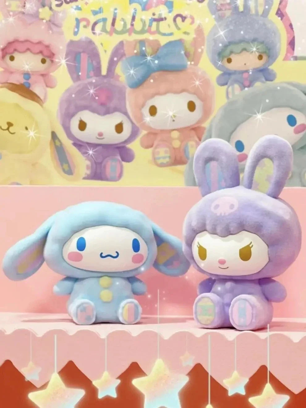 Sanrio Characters Fluffy Rabbit Blind Box Series Figure Model
