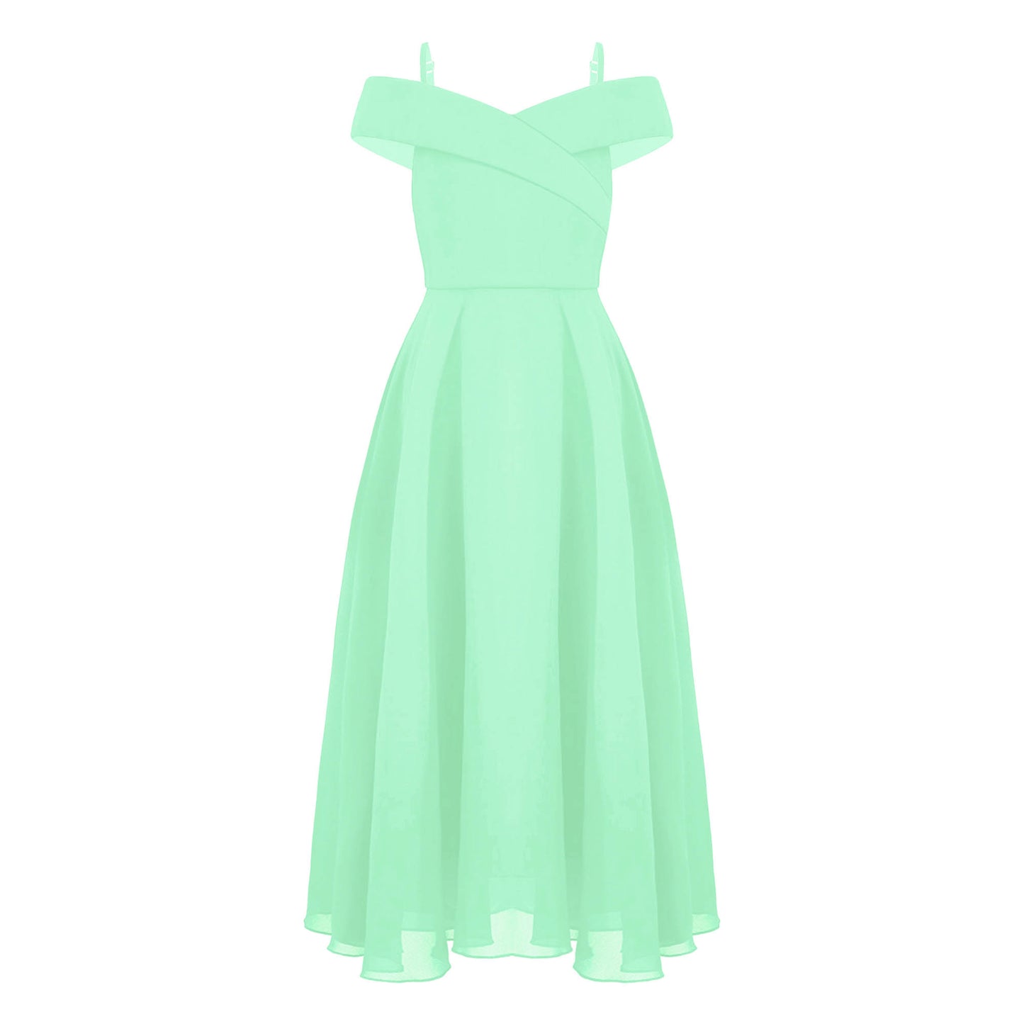 Girls Chiffon Off-the-Shoulder Adjustable A-Line Dress (Age 4-16 YRS)