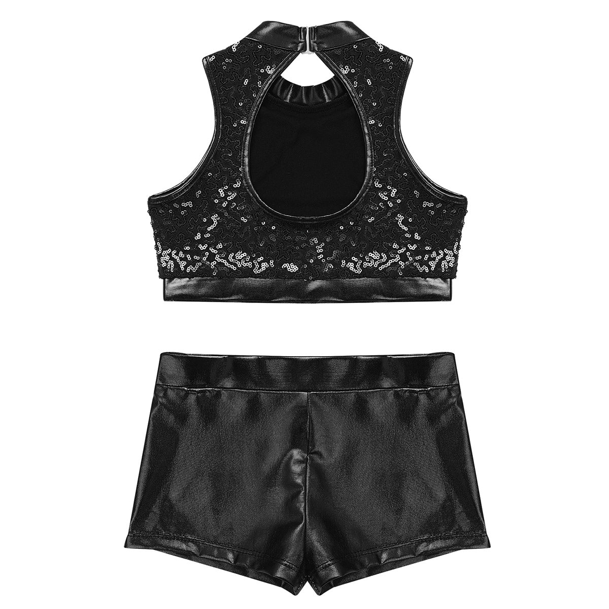 Girls Dance Costume Sequin Crop Top & Shorts Set (Age 6-12 YRS)