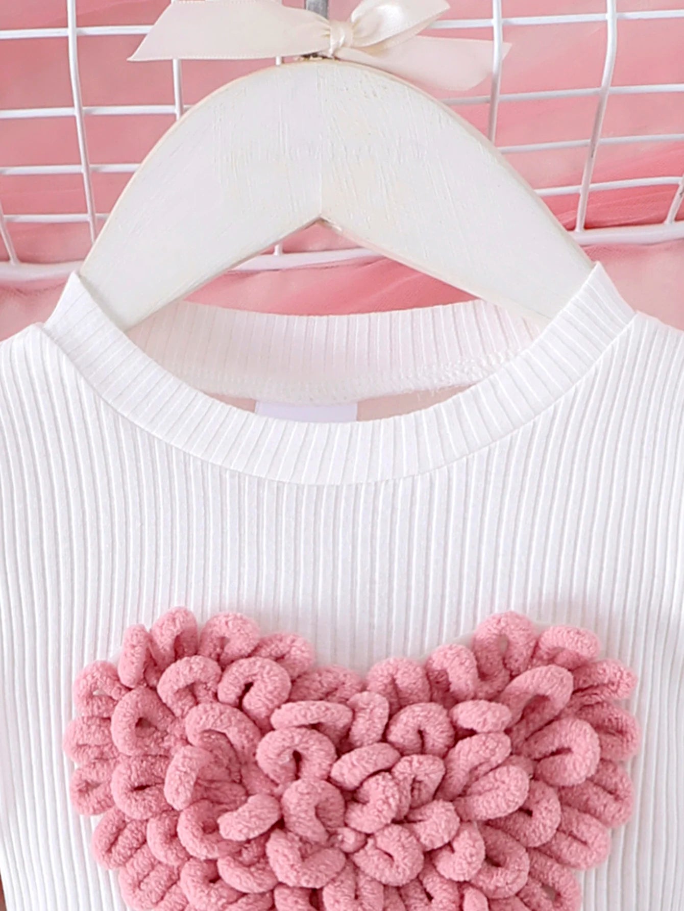 Baby/Toddler Girls Bubble Sleeve Heart Top + Pink Short Skirt Set (Age 6M-3 YRS)