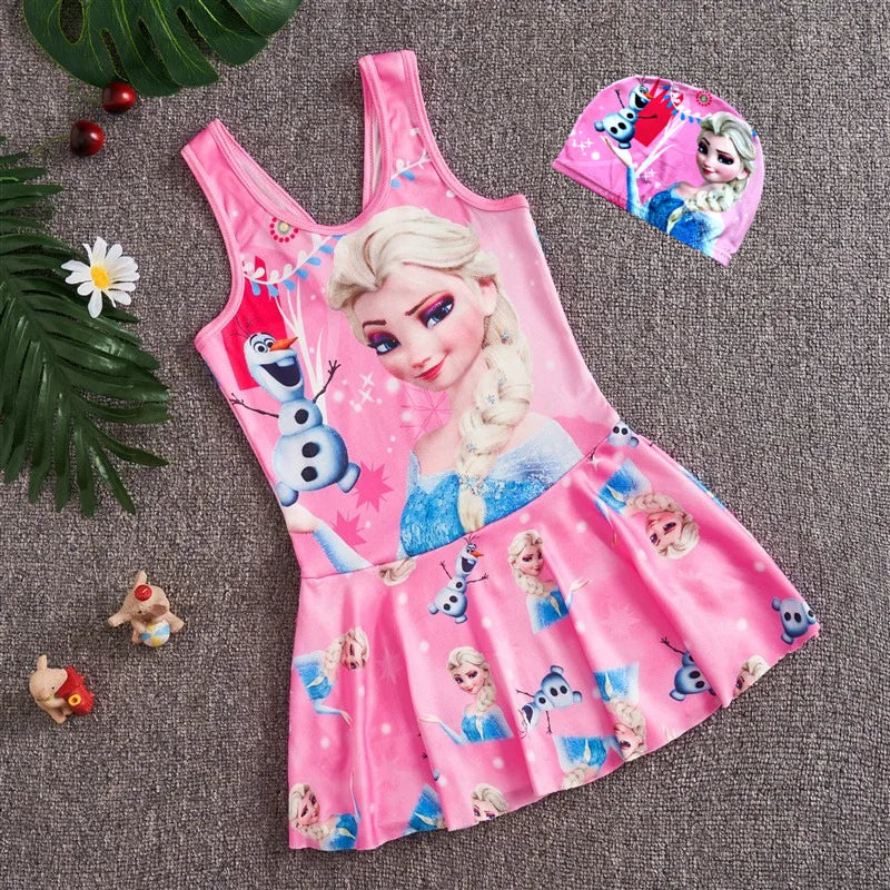 Girls Frozen Swimsuit Dress (Age 12M-10 YRS) Pink