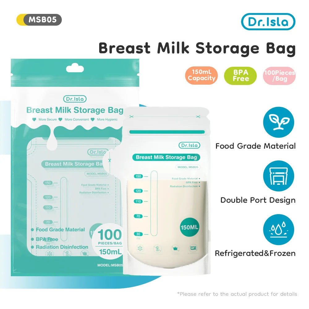 Dr.isla 100Pcs 150ML Breast Milk Storage Bag