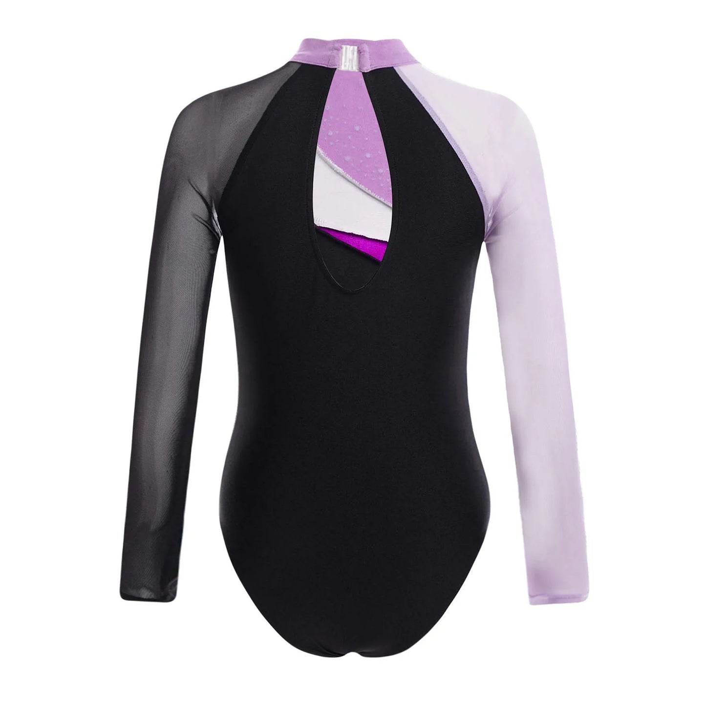 Girls Ballet Dance Leotard Gymnastics Rhinestones Sheer Mesh Long Sleeve (Age 4-16 YRS)