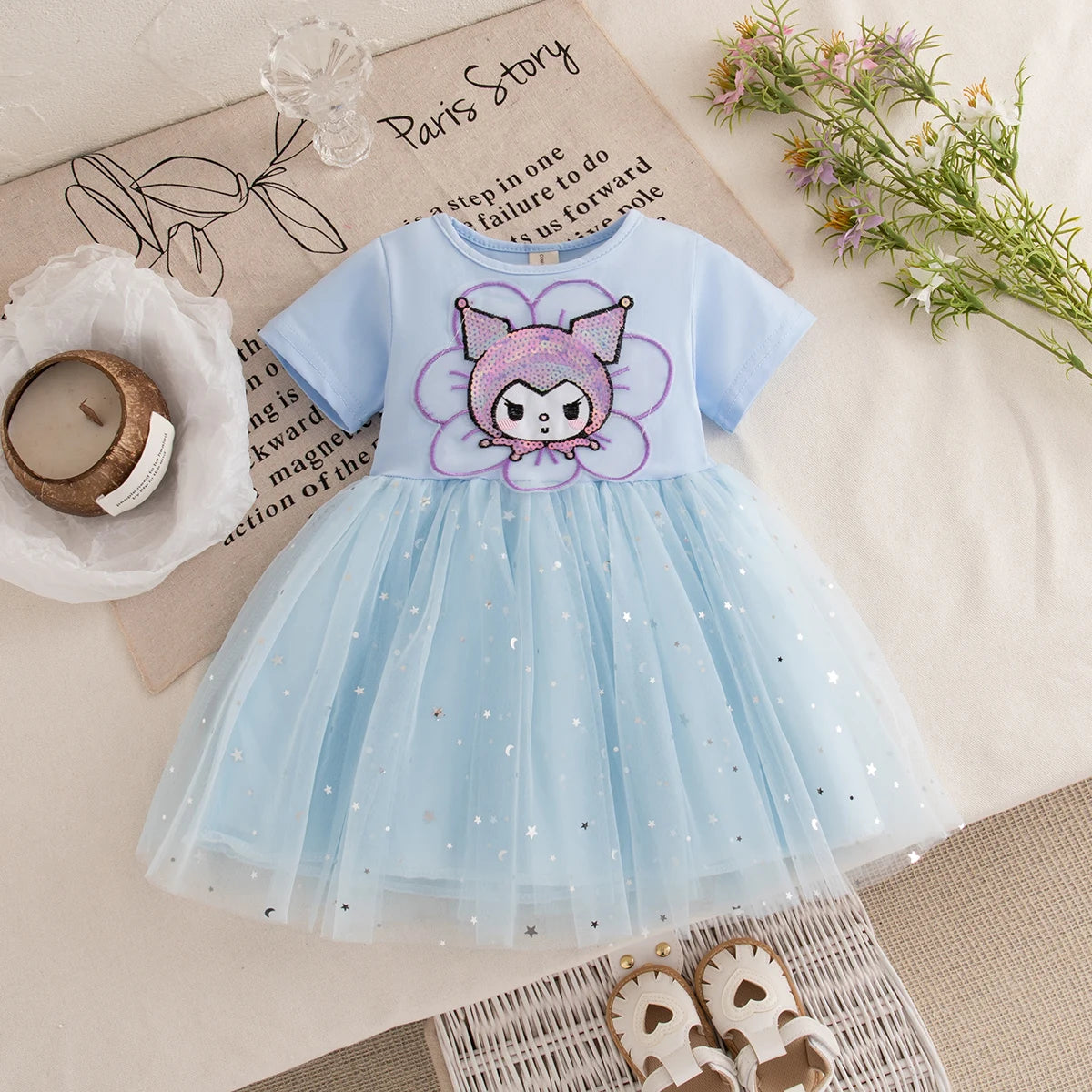 Baby Girls Sequin Tulle Dress (Age 9M-4 YRS) Blue