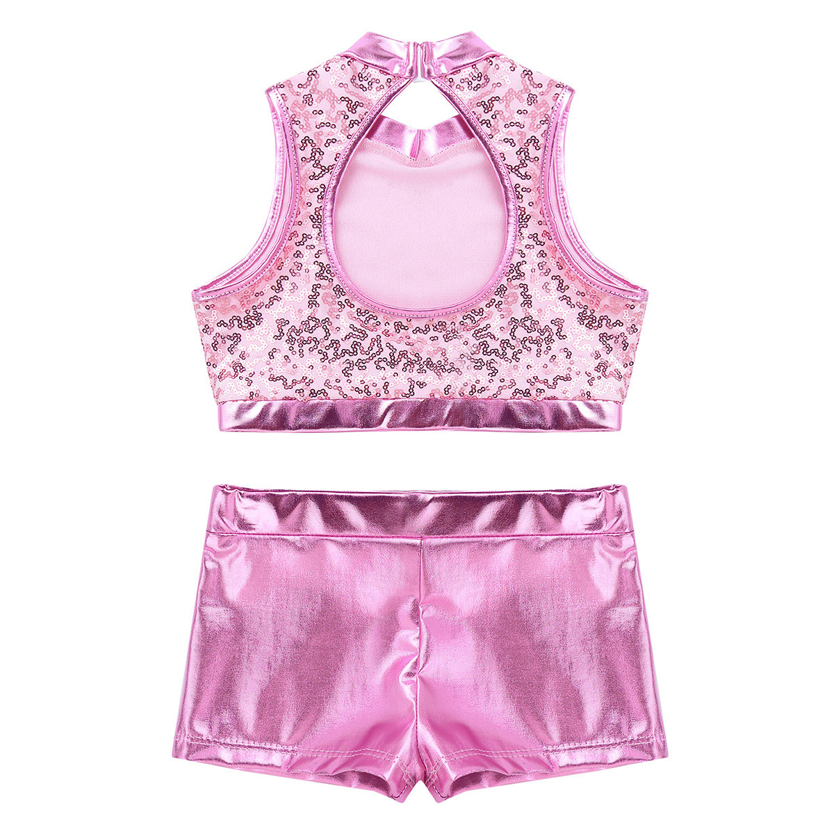 Girls Dance Costume Sequin Crop Top & Shorts Set (Age 6-12 YRS)