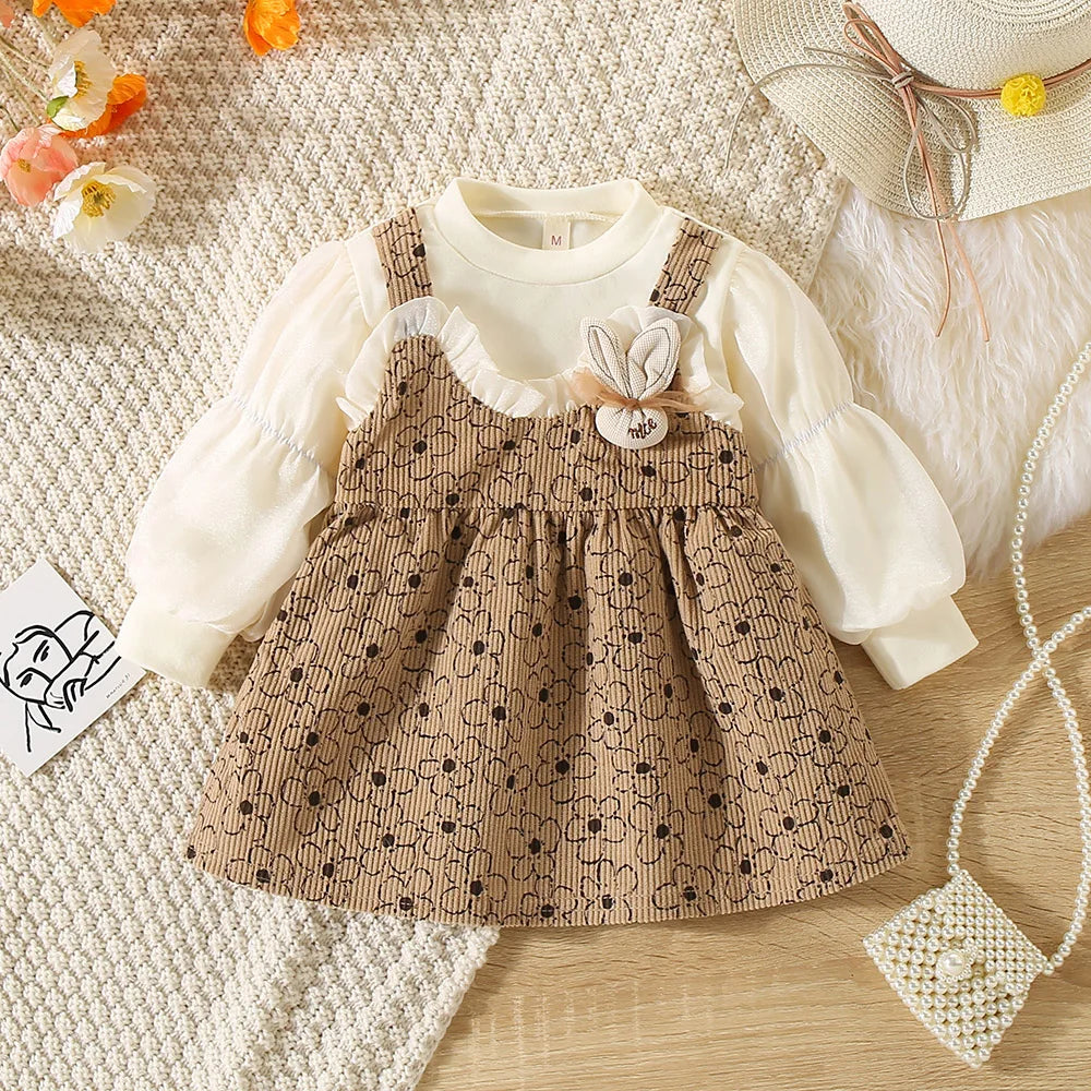 Baby Girls Bunny Dress (Age 9M-3 YRS) Brown