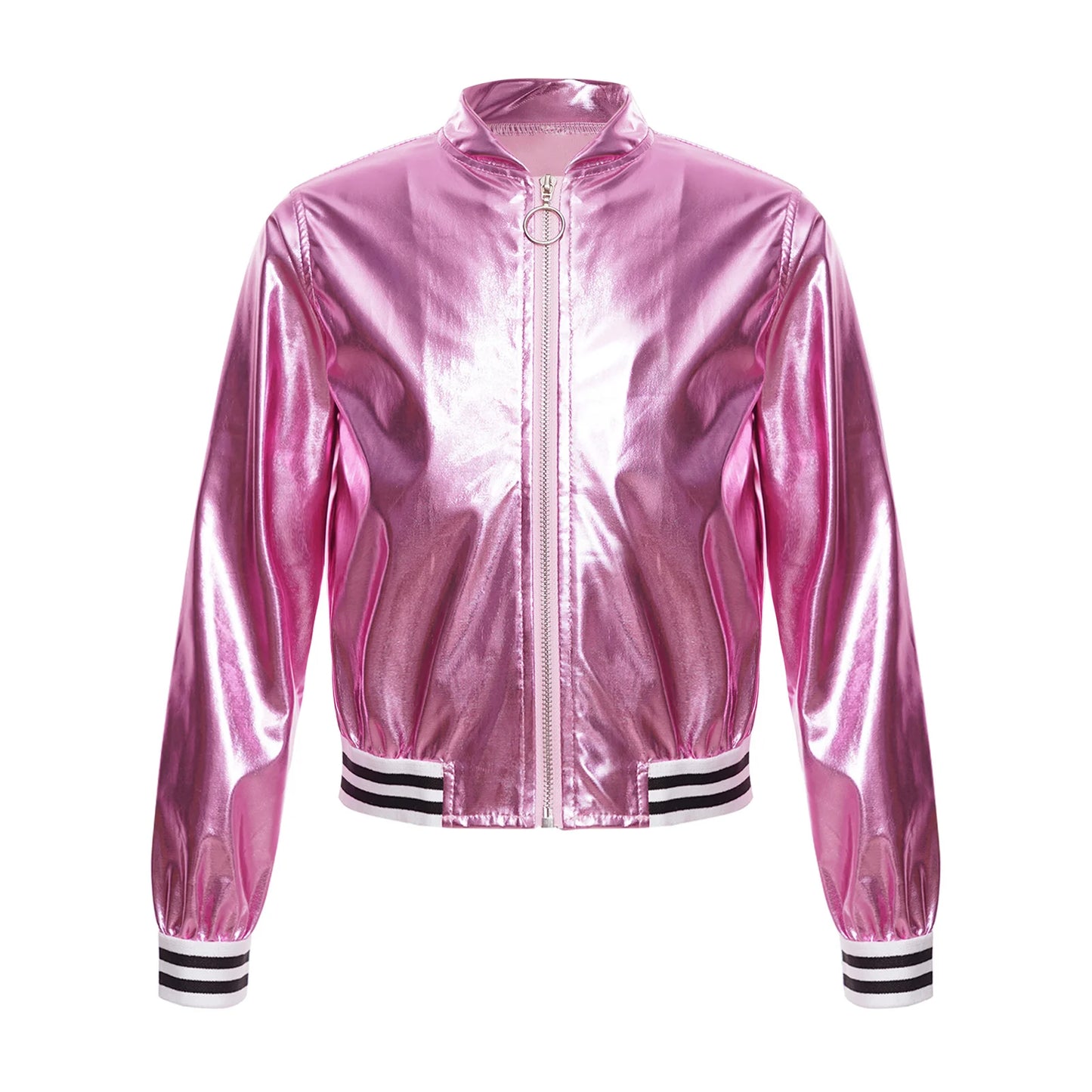 Girls Metallic Long Sleeve Zipper Jacket (Age 6-16 YRS)
